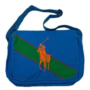 Polo Ralph Lauren Blue Messenger Bag Vintage